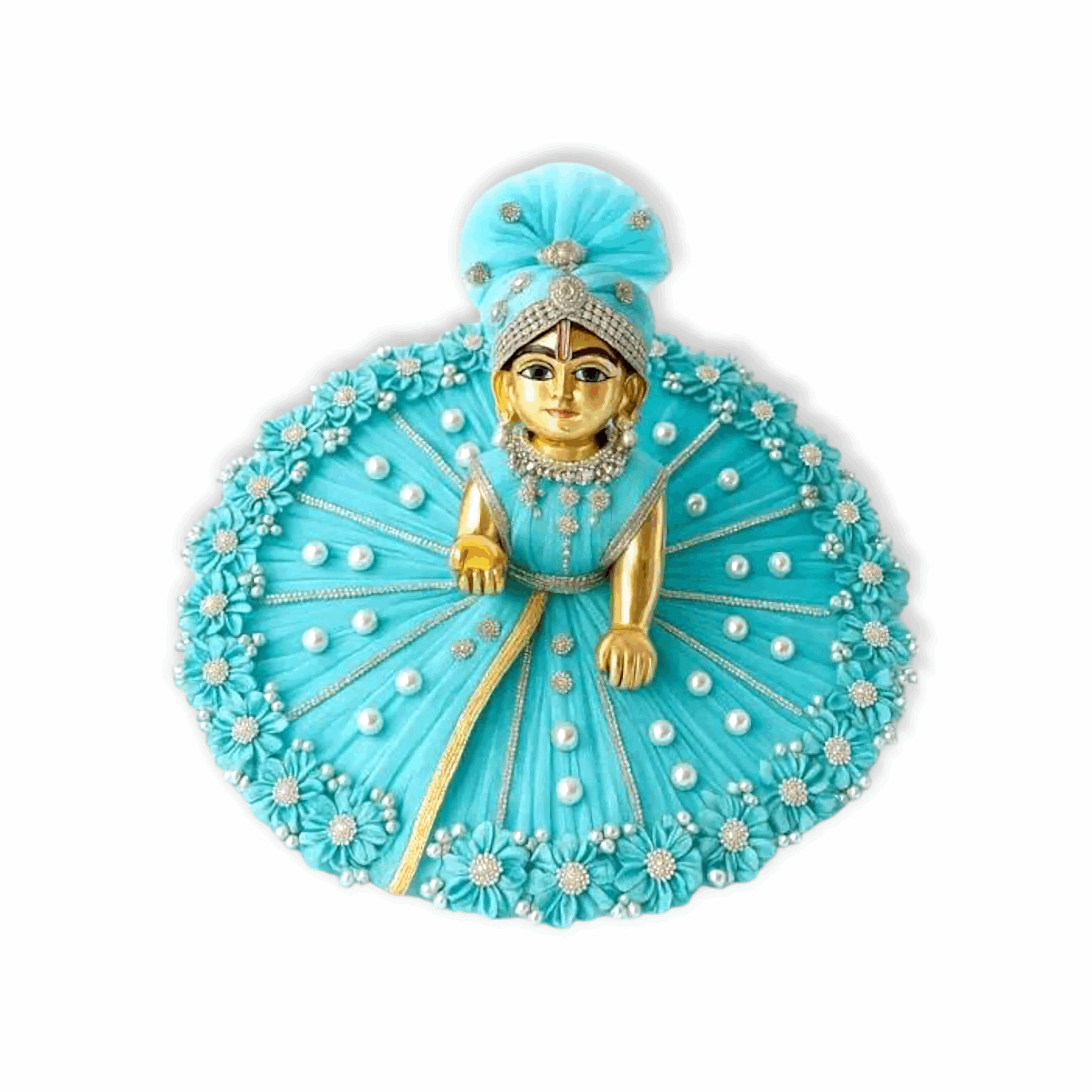 Fancy Flower Dress Laddu Gopal Ji - Janmastami Special Laddu Gopal Dress With Pagdi