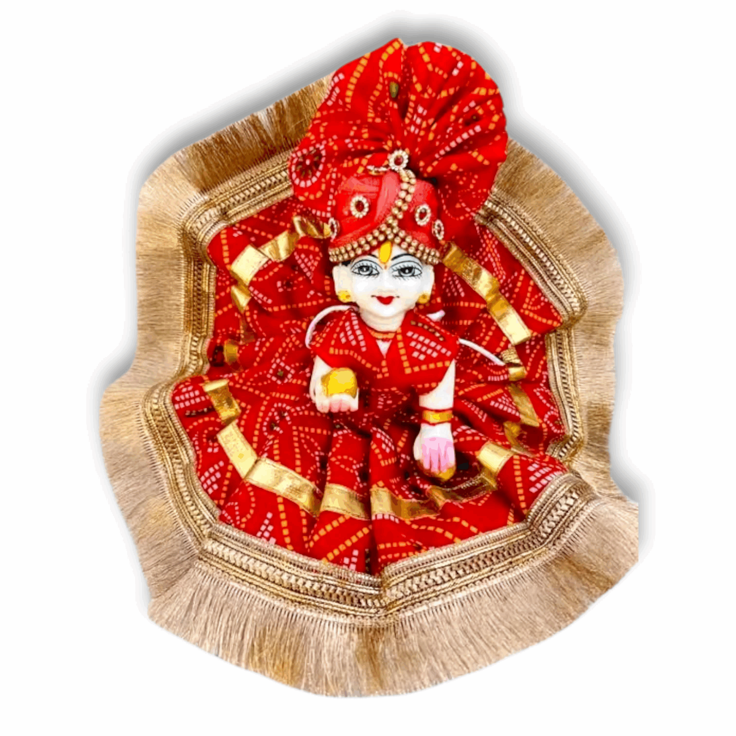 Laddu Gopal Fancy Dress With Pagdi Rajasthani Style - Size 1 - Krishna Beautyful Poshak With Pagdi - Rajasthani Style Gopal Pagdi