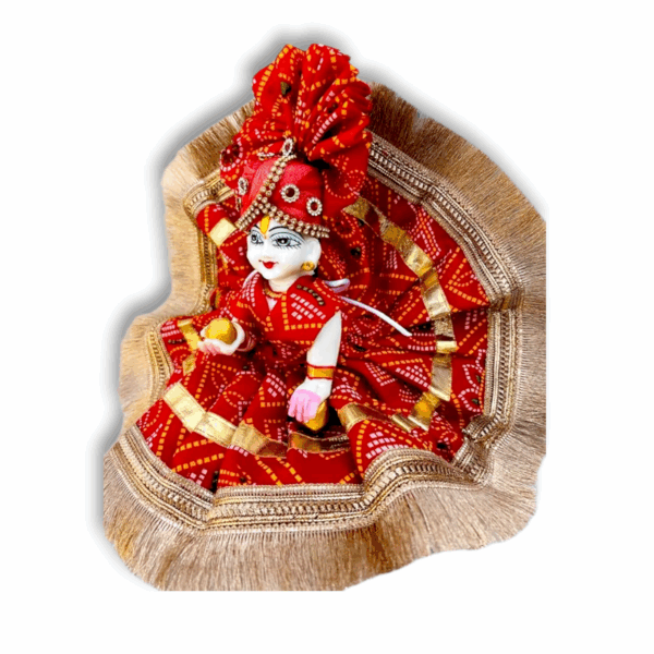 Laddu Gopal Fancy Dress With Pagdi Rajasthani Style - Size 1 - Krishna Beautyful Poshak With Pagdi - Rajasthani Style Gopal Pagdi - Image 2