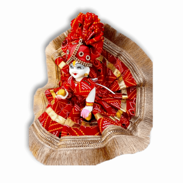 1 No Laddu Gopal Fancy Dress With Pagdi Rajasthani Style - Size 1 - Krishna Beautyful Poshak With Pagdi - Rajasthani Style Gopal Pagdi - Image 2