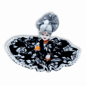 3 No Laddu Gopal Black Leaf Printed Dress With Pagdi - Size 3 - Laddu Gopal Ji Beautiful Dress