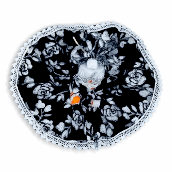 Laddu Gopal Black Leaf Printed Dress With Pagdi - Size 3 - Laddu Gopal Ji Beautiful Dress - Image 3