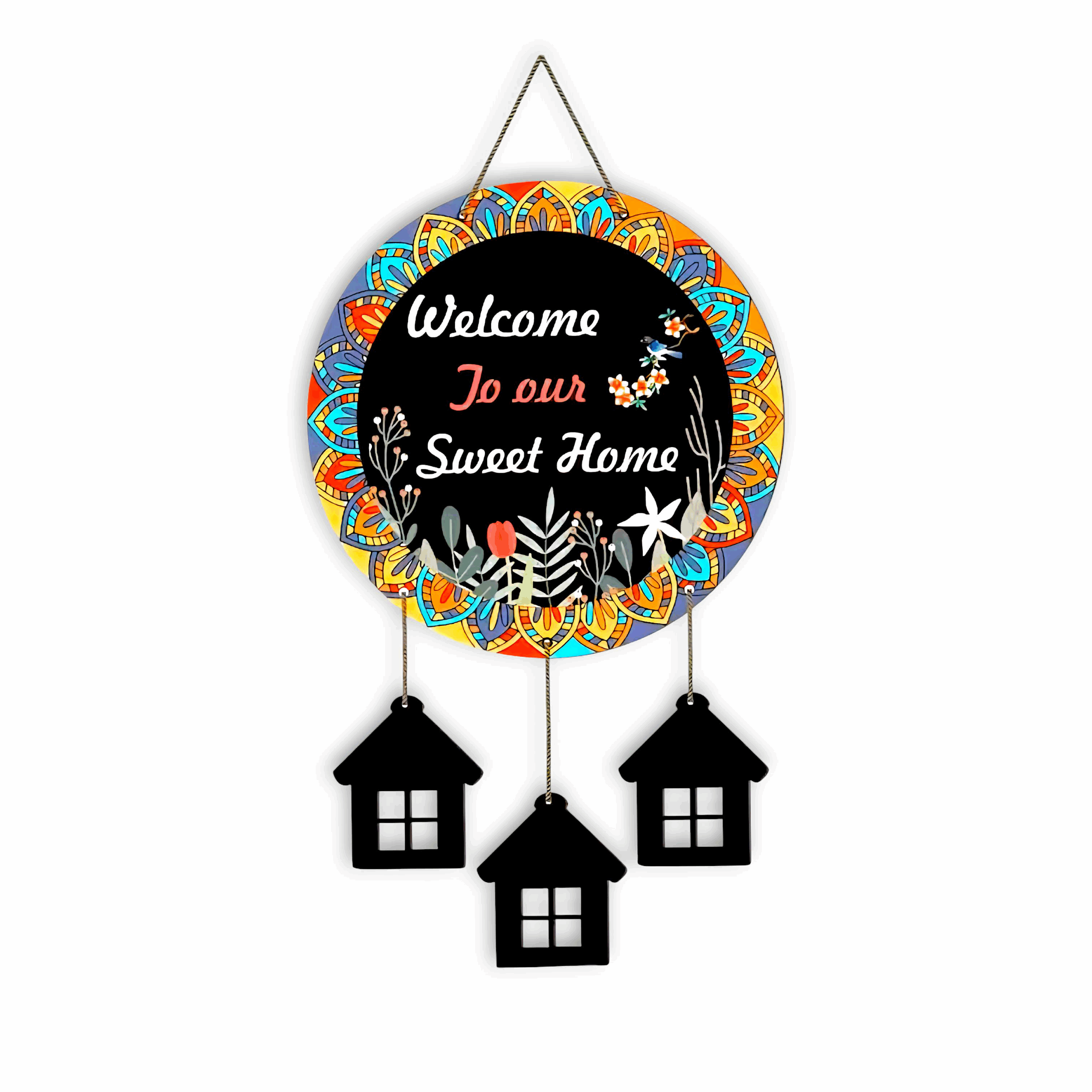 Wooden Handmade Round Design Home Decorative - Welcome Sweet Home Decorative