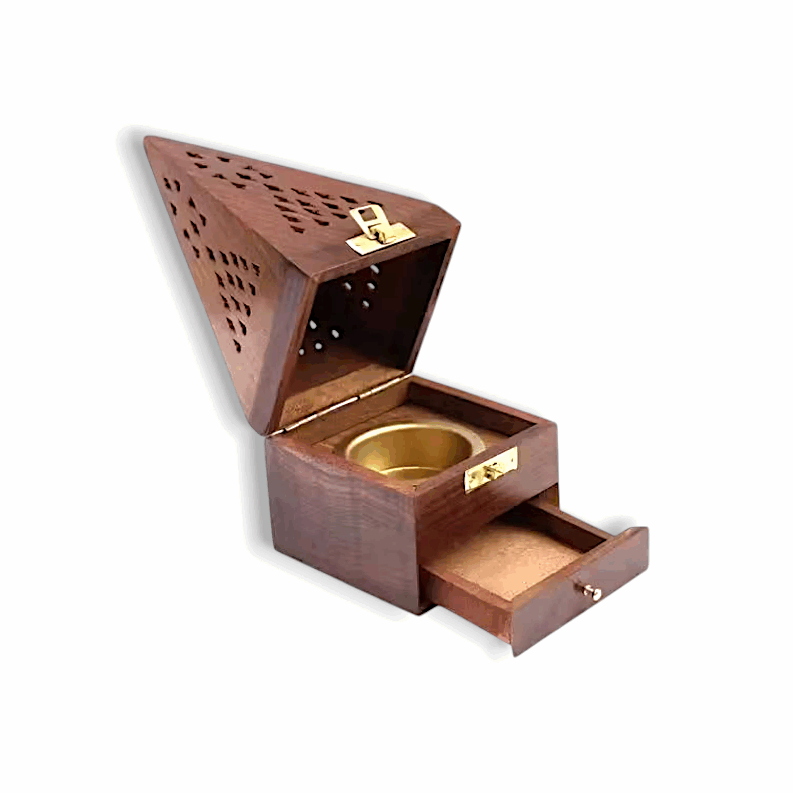 Wooden Handcrafted Incense Holder - Dhoopbati Holder - Temple Decoration - Incense Stick Stand - Fragrance Stand Holder - 3.5 inch
