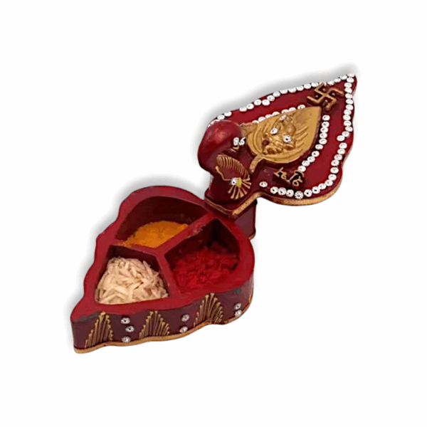 Peacock Shape Tika Chopra - Kumkum Box - Meenakari Work Tika Chopra - for Pooja & Gift - Image 3