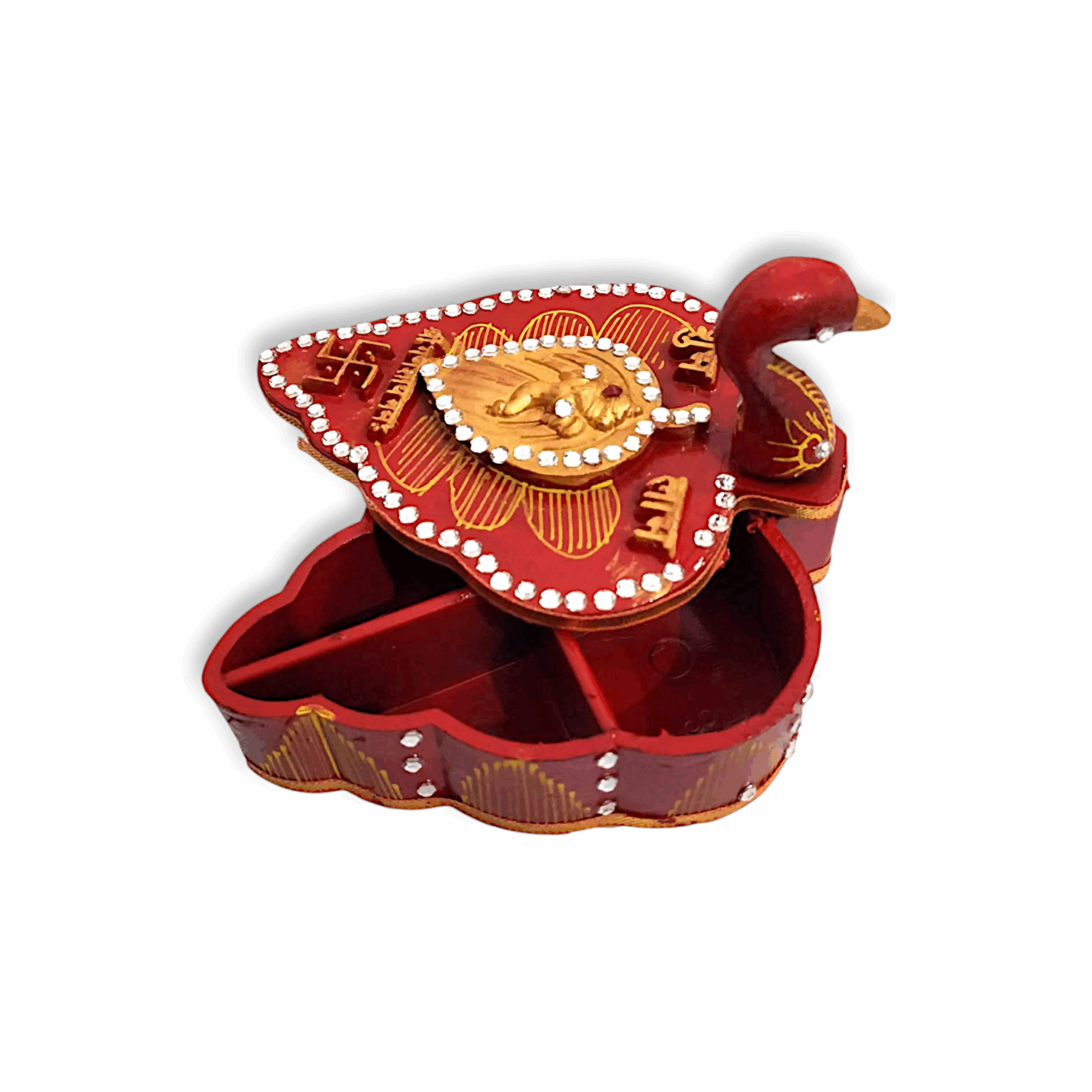 Peacock Shape Tika Chopra - Kumkum Box - Meenakari Work Tika Chopra - for Pooja & Gift