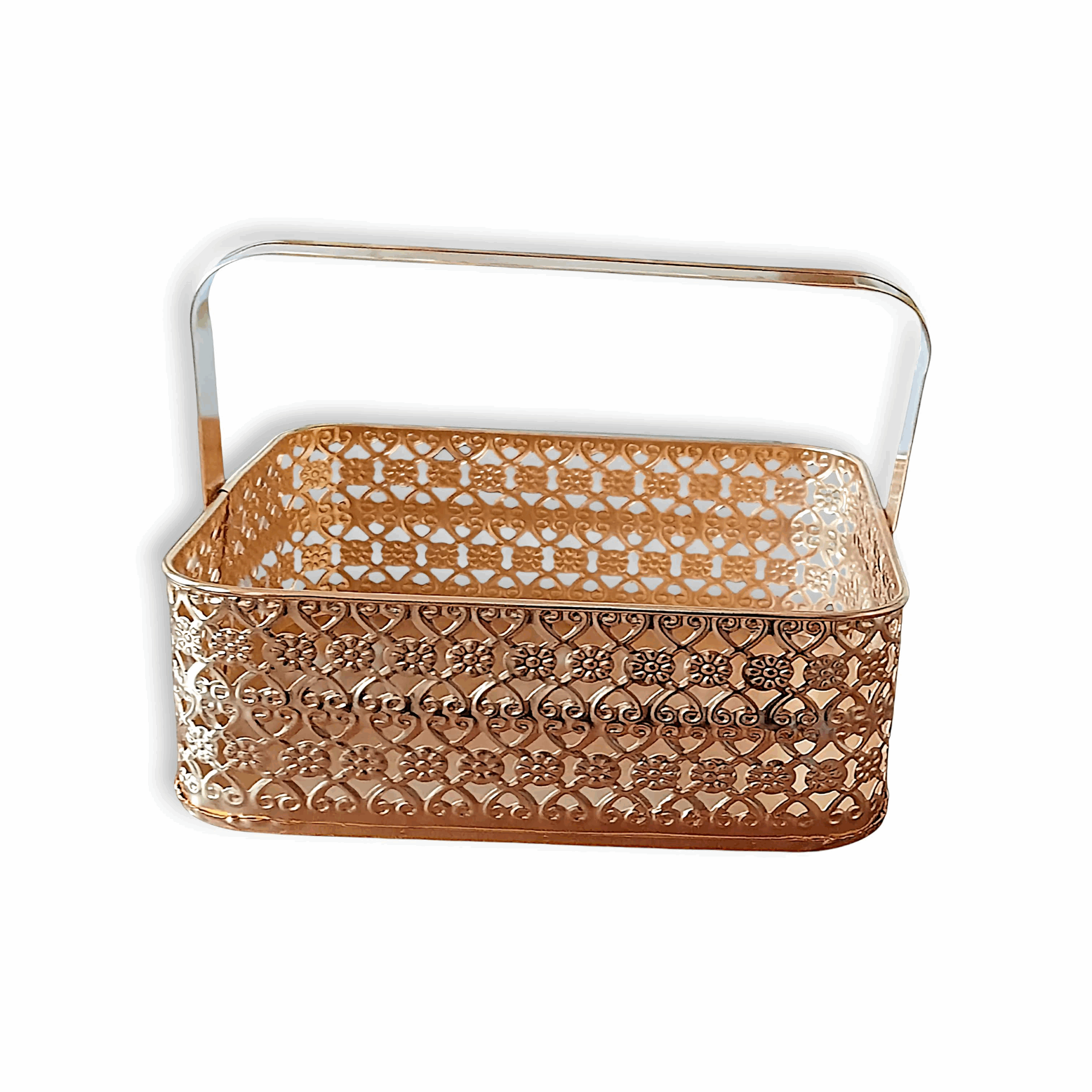 Flower Basket - Pooja Basket - Fruit Basket - Pooja Basket with Handle - Home Decor Square Shape Traditional Pooja Basket