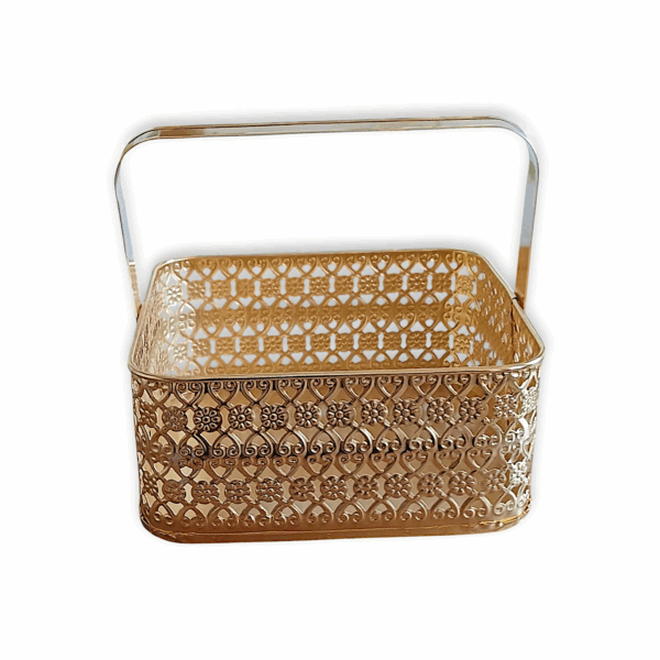Flower Basket - Pooja Basket - Fruit Basket - Pooja Basket with Handle - Home Decor Square Shape Traditional Pooja Basket - Image 3
