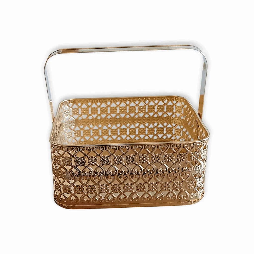 Flower Basket - Pooja Basket - Fruit Basket - Pooja Basket with Handle - Home Decor Square Shape Traditional Pooja Basket - Image 3