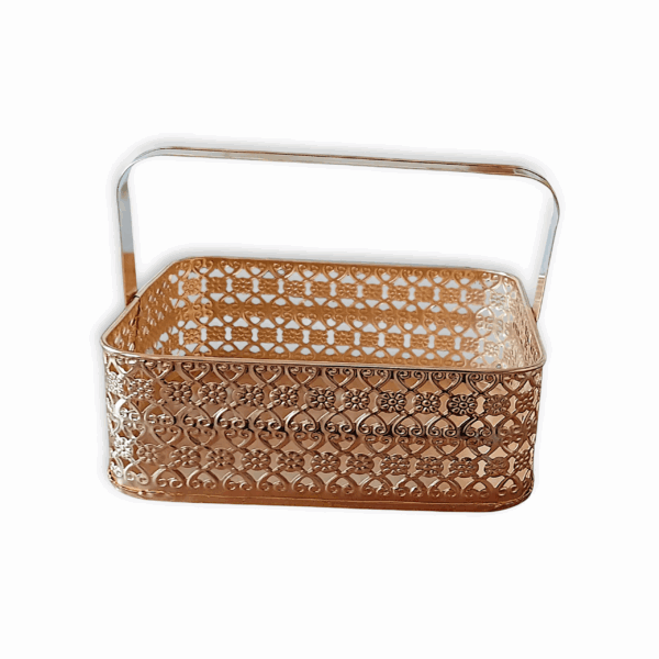 Flower Basket - Pooja Basket - Fruit Basket - Pooja Basket with Handle - Home Decor Square Shape Traditional Pooja Basket - Image 2