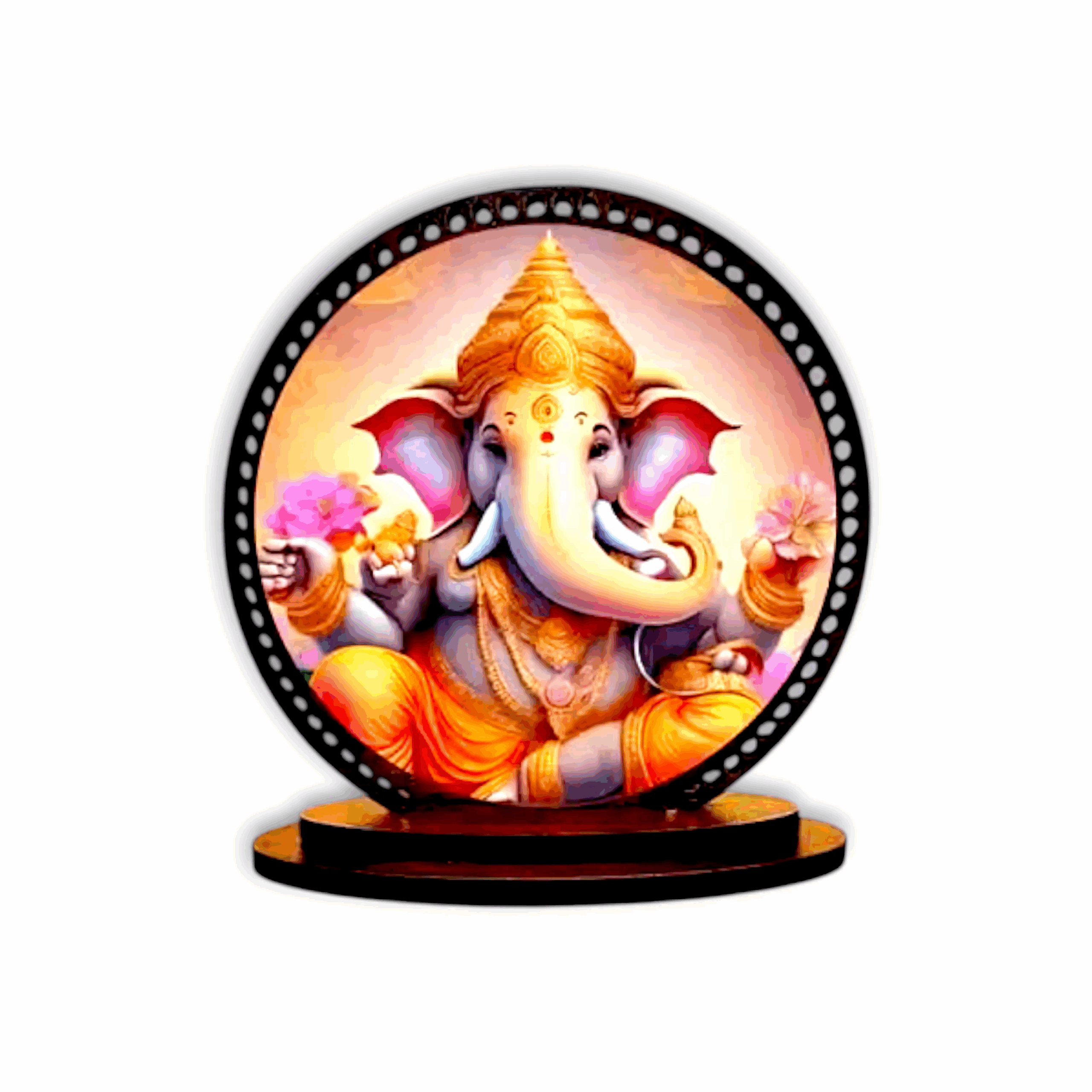 100% Wooden Craft Lord Ganesha ji Idol - Idol for Car Dashboard, Home & Temple Decorative Showpiece