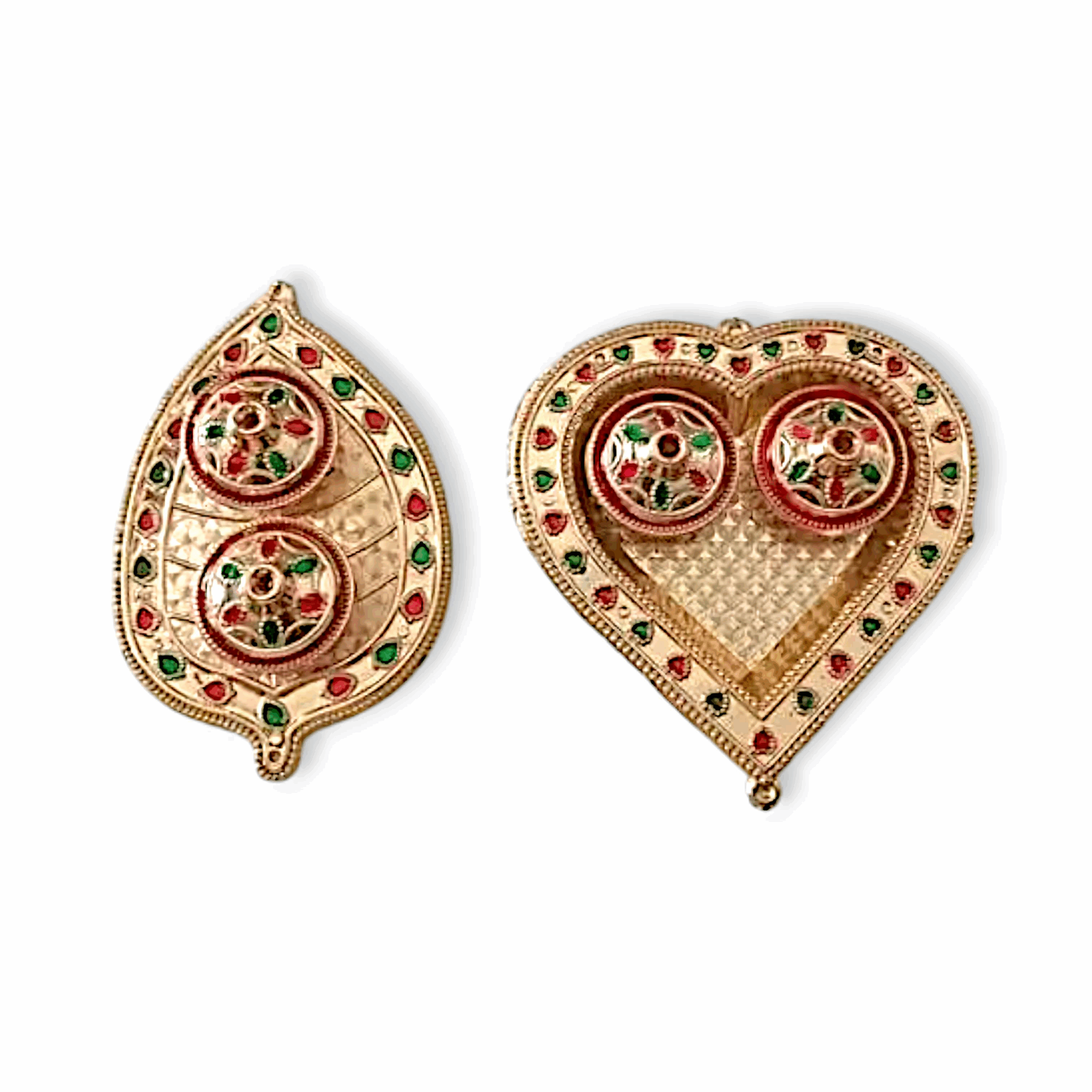 Fancy Haldi Kumkum or Roli Chawal Holder Tray - Traditional Meenakari Design - for Pooja, Wedding, Gift - Pack of 2