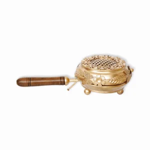 Metal Incense Burner Butterfly Dhoop Dani - Dhoop Stand -  Incense Loban Burner with Wooden Handle - For Home, Temple, Office