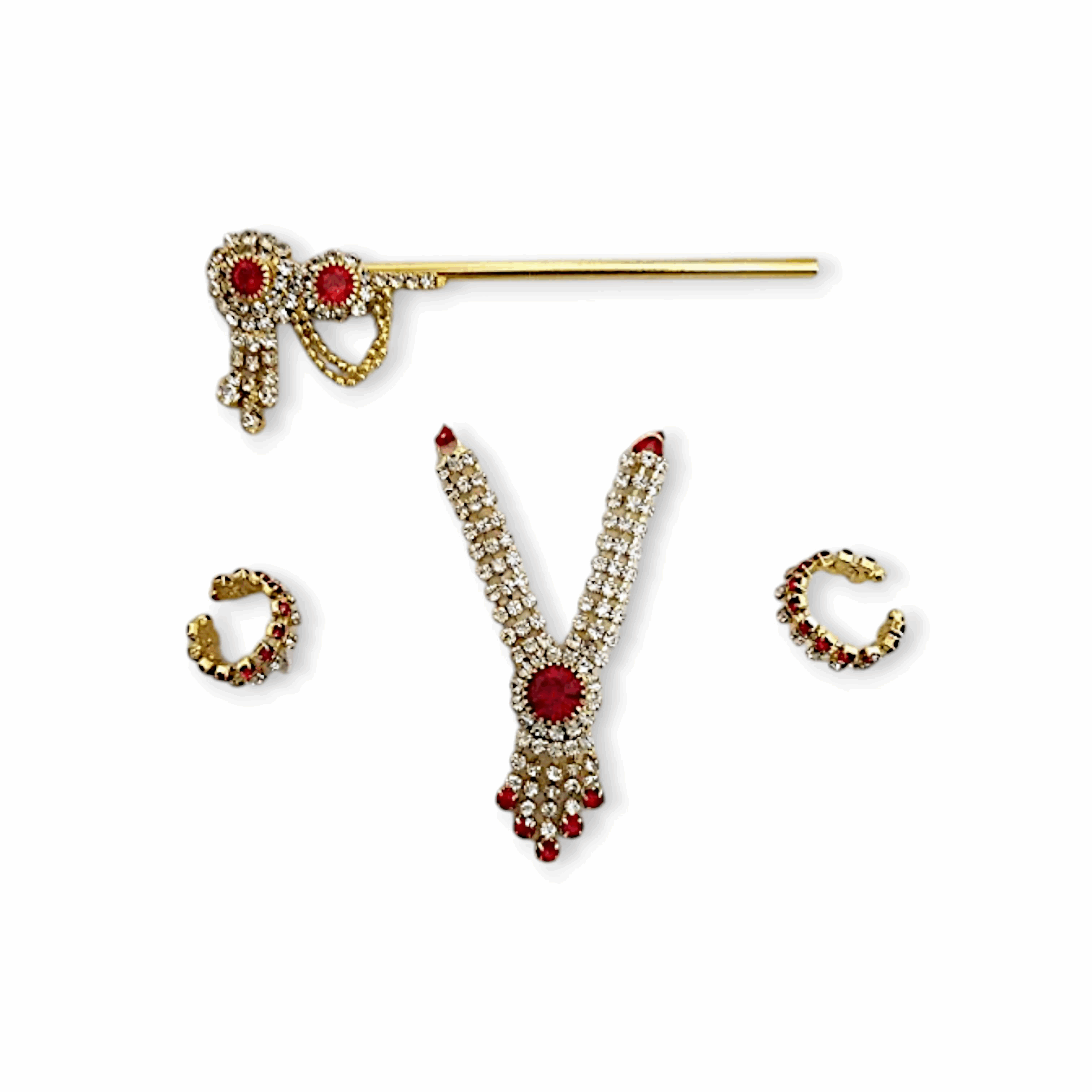 Laddu Gopal Shringar Set - Laddu Gopal Jewellery - Stone Mala with Matching Kangan and Bansuri