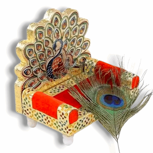 Laddu Gopal Singhasan - Special Peacock Design - God Krishna Meenakari Singhasan - Free Size - Singhasan - Image 2