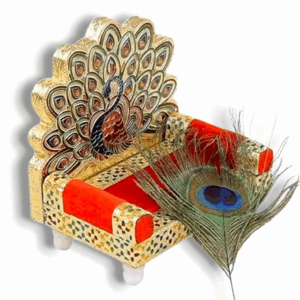 Laddu Gopal Singhasan - Special Peacock Design - God Krishna Meenakari Singhasan - Free Size - Singhasan - Image 2