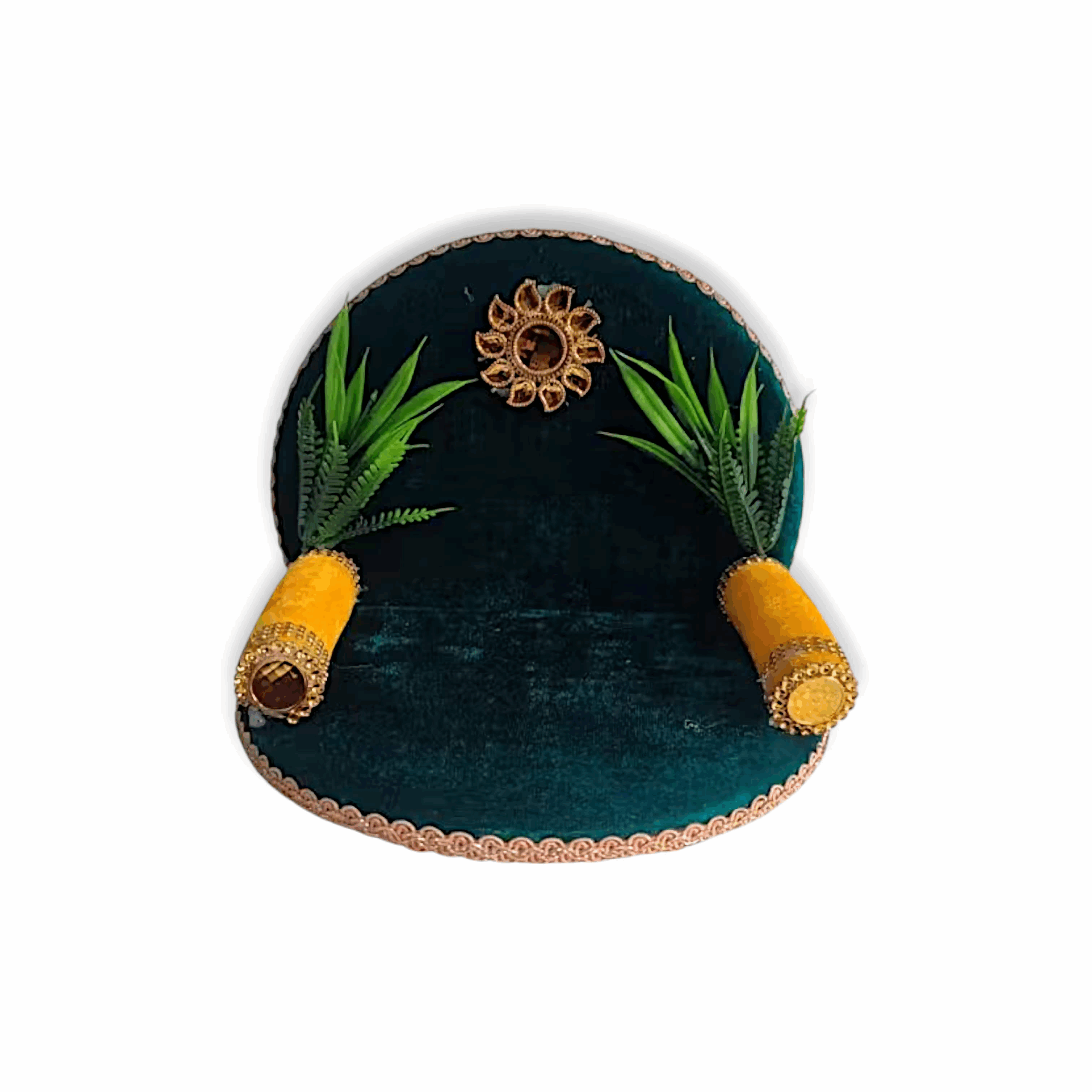 Laddu Gopal Singhasan - Deity Throne - Janmashtami Special Laddu Gopal Singhasan - Green Velvet Singhasan for God Idol