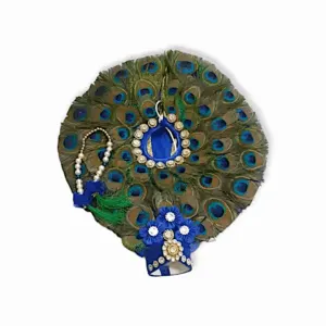 0 No Laddu Gopal Dress with Pagdi and Mala - Fancy Peacock Feather Design Gopal Dress - for 0 No Laddu Gopal
