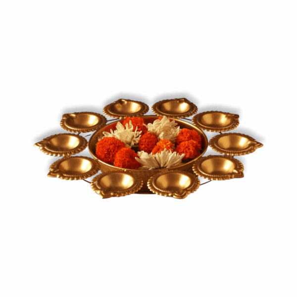 Beautiful Handcrafted Diya Urli Bowl for Diwali - Decorative Bowl for Floating Flowers and Tea Light Candles - Traditional Gold Urli for Home Decor and Gifting - Image 3