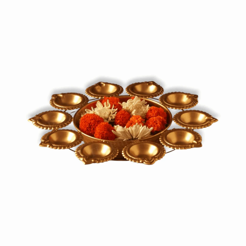 Beautiful Handcrafted Diya Urli Bowl for Diwali - Decorative Bowl for Floating Flowers and Tea Light Candles - Traditional Gold Urli for Home Decor and Gifting - Image 3