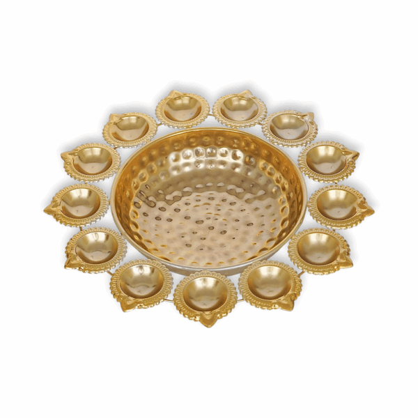 Beautiful Handcrafted Diya Urli Bowl for Diwali - Decorative Bowl for Floating Flowers and Tea Light Candles - Traditional Gold Urli for Home Decor and Gifting - Image 2