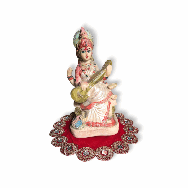 Red Velvet Pooja Asaan -  Puja Asaan For God Sitting - Asaan for Ganapati, Laddu Gopal Krishna, Matarani, Home Temple with Embroidery Work - Image 2