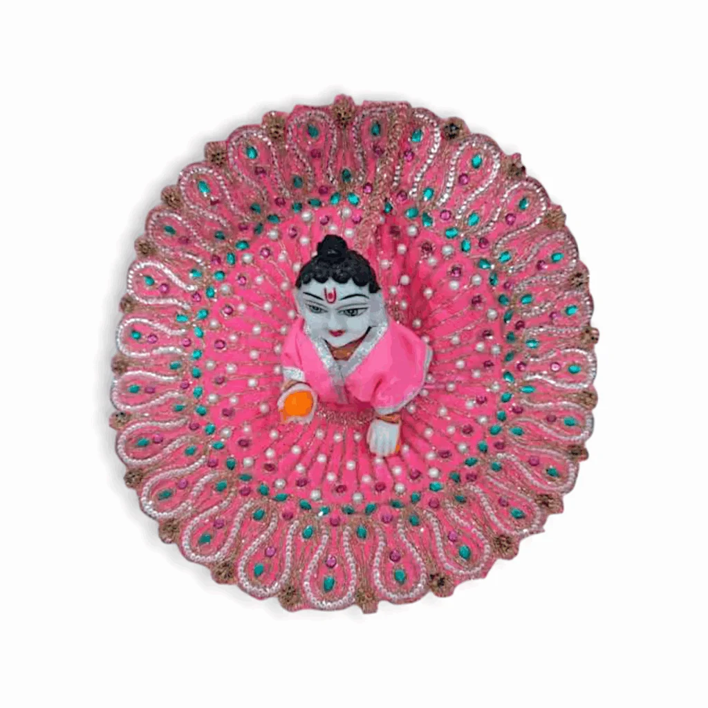 4 No Laddu Gopal Dress - Janmashtami Special Handcrafted Heavy Poshak for Bal Gopal Size 4 - Image 3