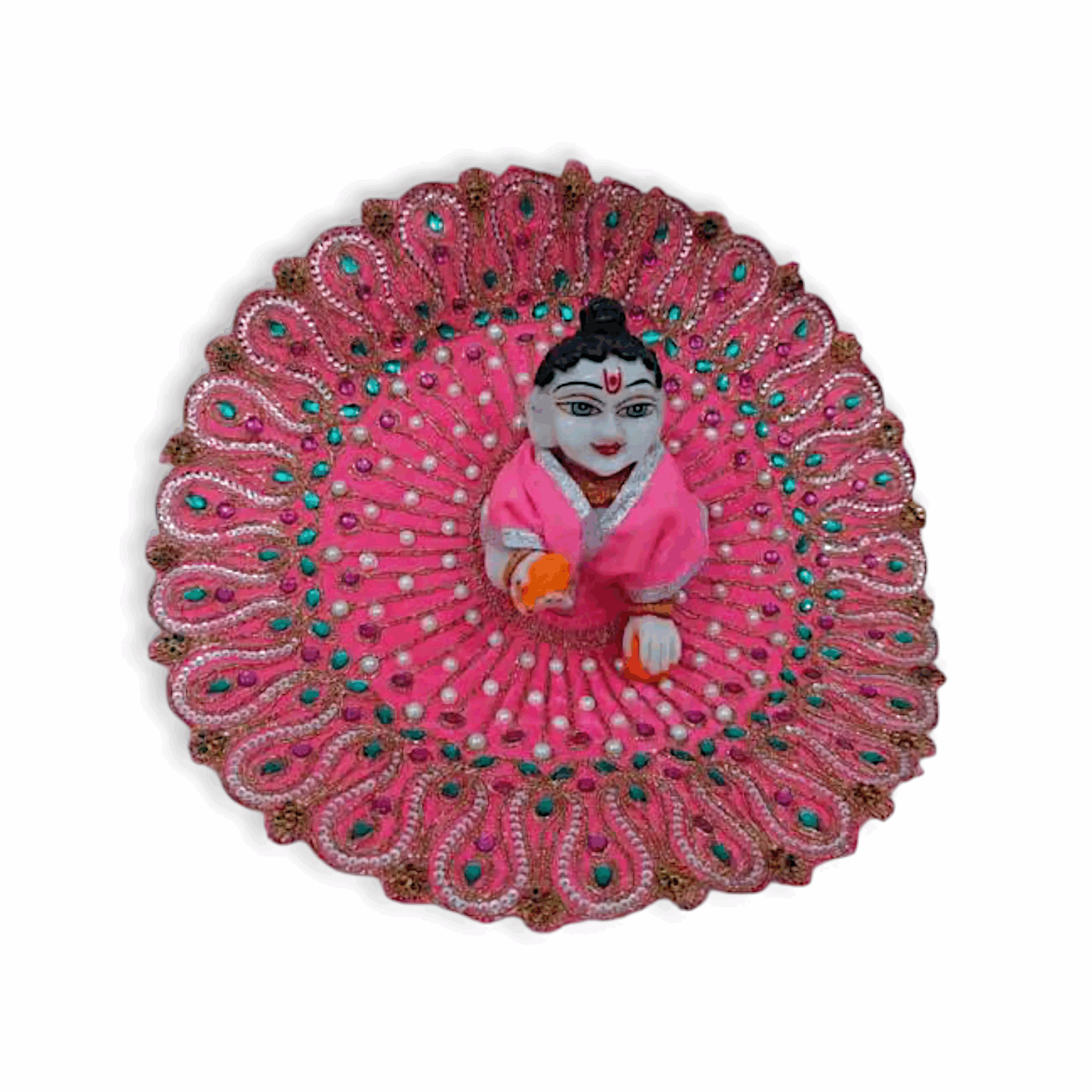 4 No Laddu Gopal Dress - Janmashtami Special Handcrafted Heavy Poshak for Bal Gopal Size 4