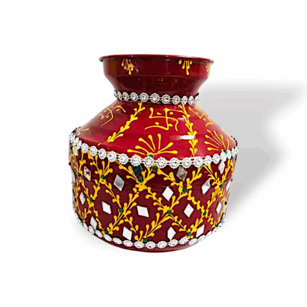 Pooja Kalash - Stainless Steel Decorative Kalash with Nariyal Lota and Indi Traditional Wedding Items - Image 2