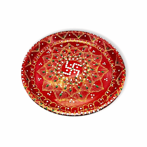 Karwa Chauth Thali Set - Karwa Chauth Pooja Thali Set - Home Decor Stainless Steel Karwa Chauth Puja thali Set - for Pooja at Home & Temple - Image 2