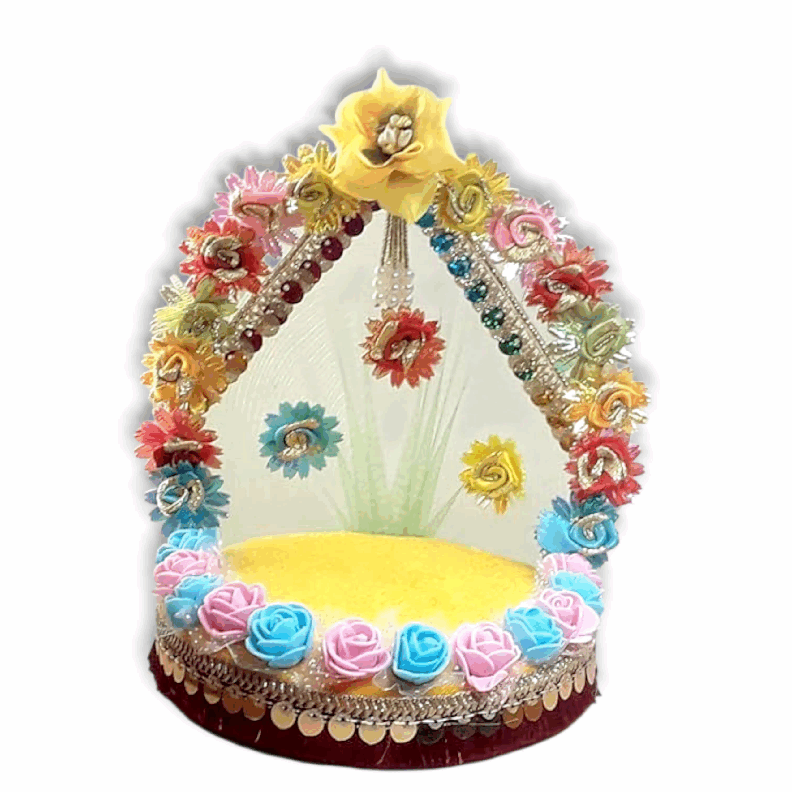Laddu Gopal Special Flower Singhasan - Kanha Ji Janmashtami Special Singhasan - Flower Design - Size - 3