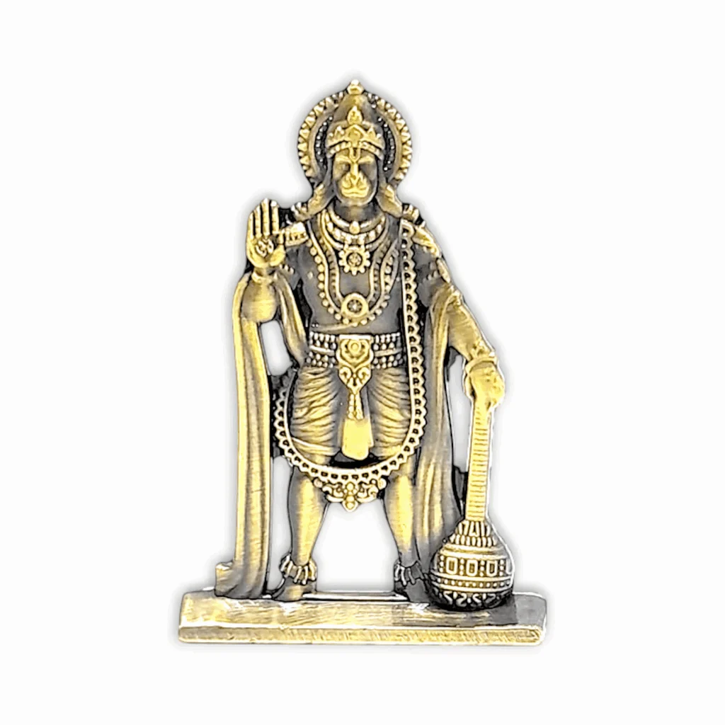 Hanuman ji Oxidised Murti - Golden Colour Hanuman Ji Statue - Hindu God Religious Showpiece for Car Dashboard