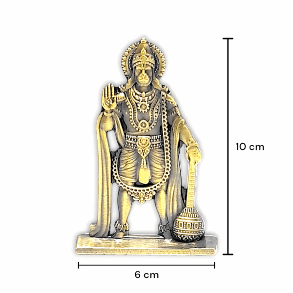 Hanuman ji Oxidised  Murti - Golden Colour Hanuman Ji Statue - Hindu God Religious Showpiece for Car Dashboard - Image 2