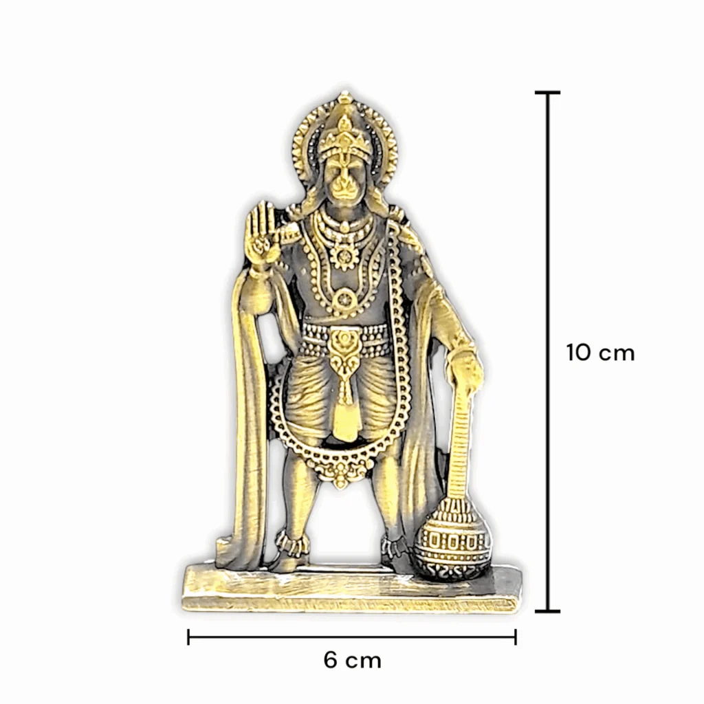 Hanuman ji Oxidised Murti - Golden Colour Hanuman Ji Statue - Hindu God Religious Showpiece for Car Dashboard - Image 2