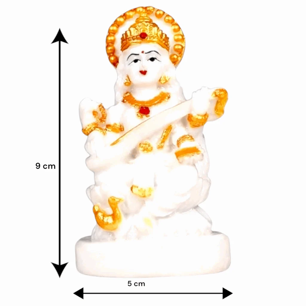 Saraswati Maa Idol Marble Dust Goddess - Saraswati Maa Murti - Saraswati Murti Idol Decorative Showpiece For Home Decor - Image 3