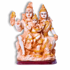 Lord Shiv Parvati Ganesh Beautiful Murti Idol - Temple Decorative Showpiece - Home decor