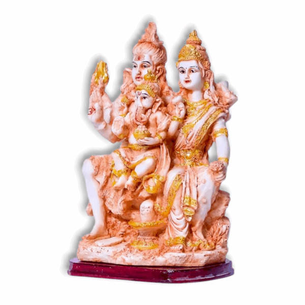 Lord Shiv Parvati Ganesh Beautiful Murti Idol - Temple Decorative Showpiece - Home decor - Image 2