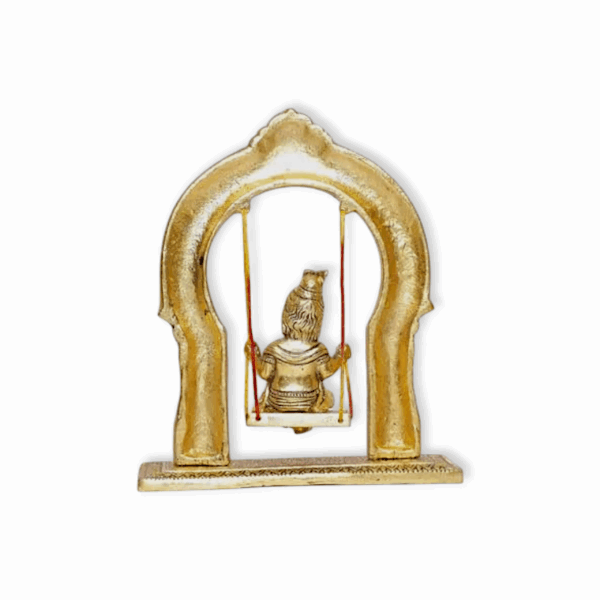 Laddu Gopal Metal Jhula -  Gold Plated Lord Krishna Jhula -  Puja Murti for Home and Temple Decoration - Image 3
