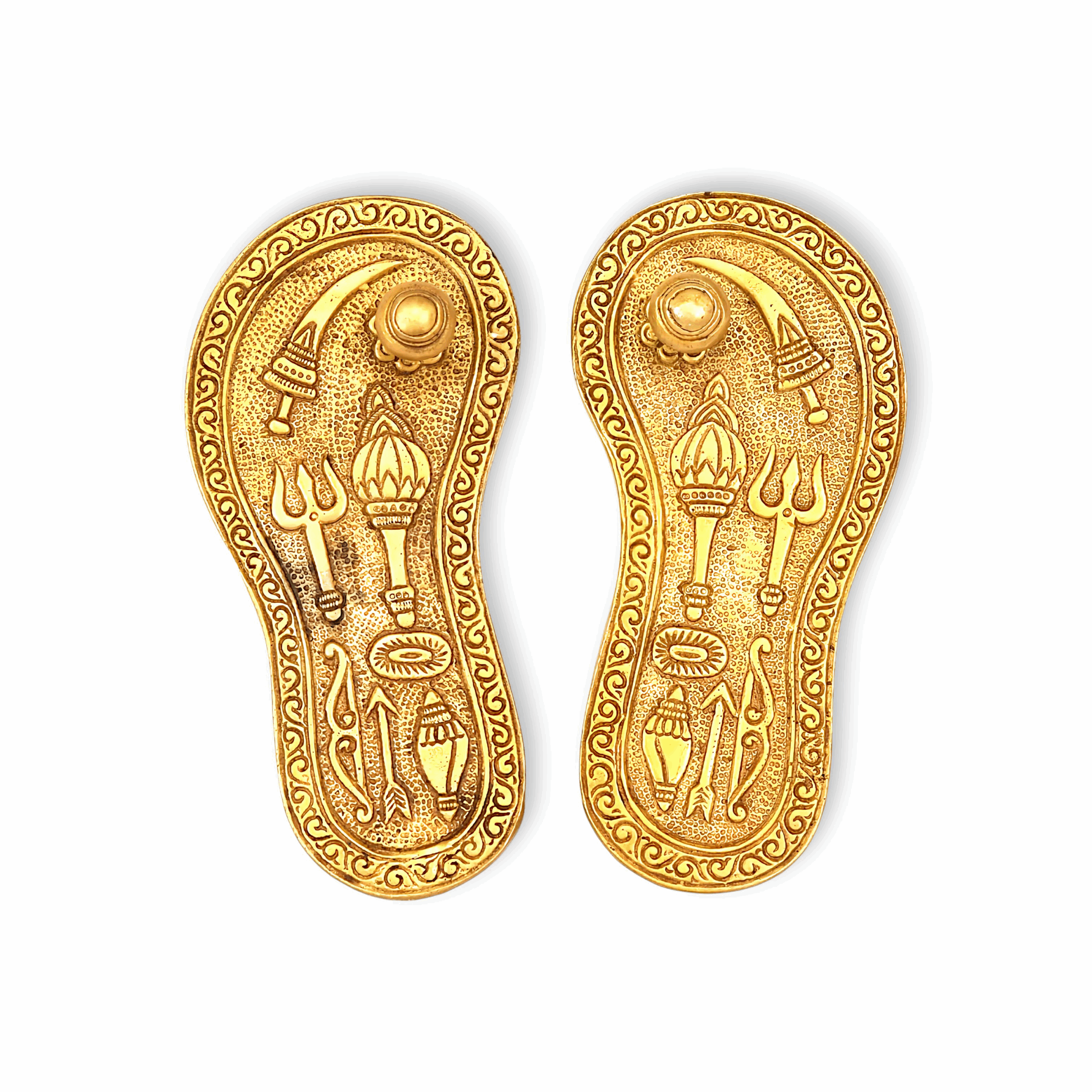 Crafted Brass Khadau - Brass Slippers - Paduka- Charan Paduka for Pooja, Decoration, Rituals