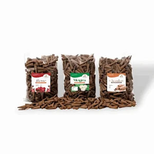 Dry Dhoop Cones Chandan, Gulab, Mogra - Fragrance Incense Cones, Agarbatti - Dry Dhoop Agarbatti for Pooja Combo Pack