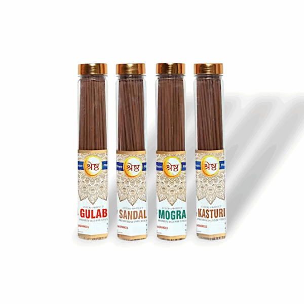 Rose, Sandal, Mogra, Kasturi Incence Sticks Agarbatti - Natural Herbs & Aromatic Ingredients - for Puja, Yoga, Meditation, Agarbatti 100x4 = 400 gm