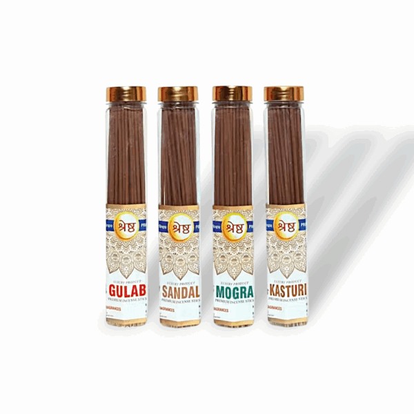 Rose, Sandal, Mogra, Kasturi Incence Sticks Agarbatti - Natural Herbs & Aromatic Ingredients - for Puja, Yoga, Meditation, Agarbatti 100x4 = 400 gm