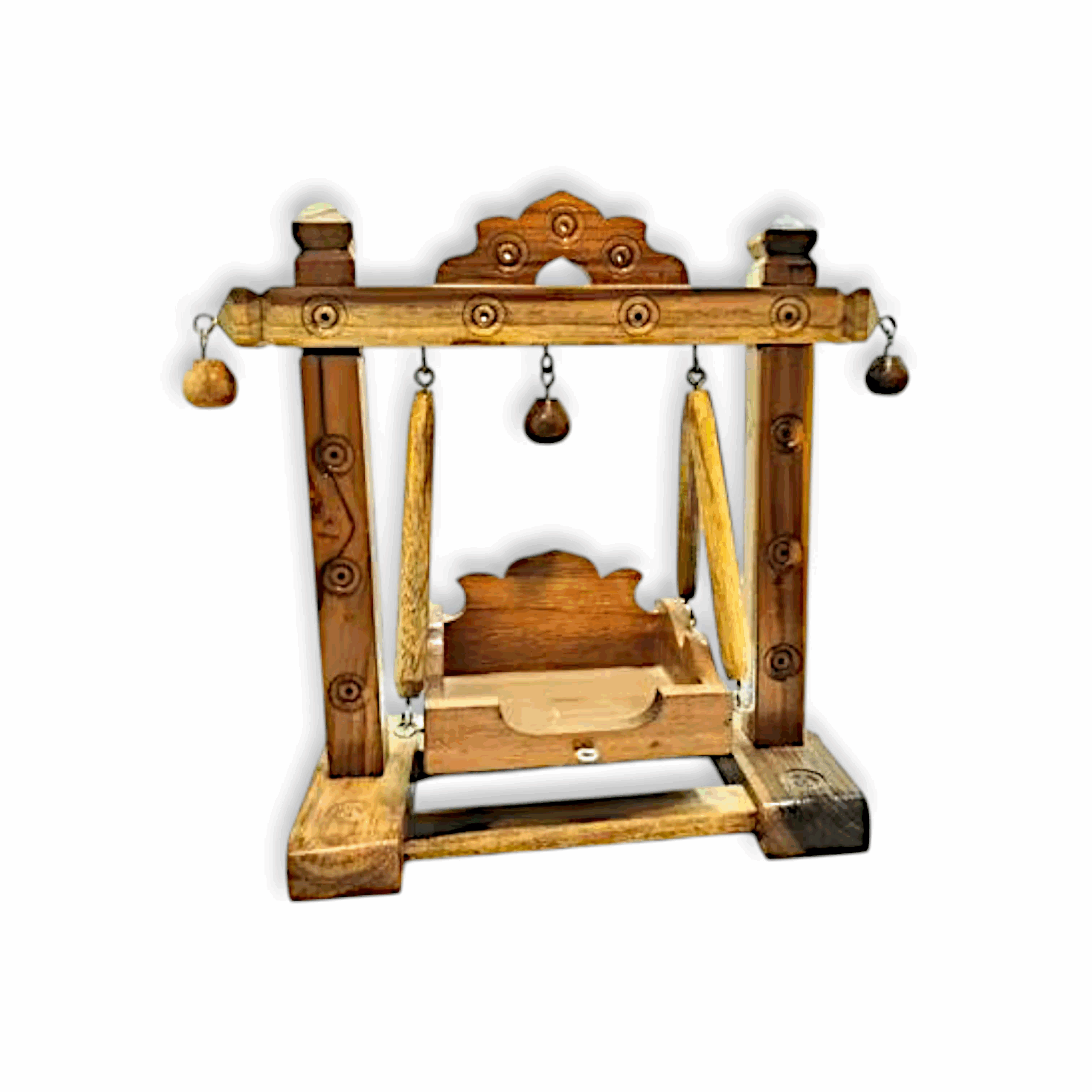 Laddu Gopal Ji Wooden Jhula - Kanha Ji Idol Decoration Wooden Jula - Wooden Jhula for Laddu Gopal Size no 2