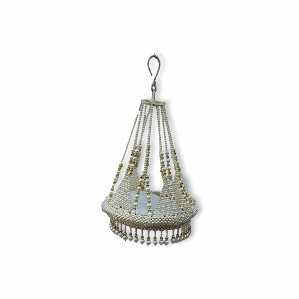 Handicraft Pearl Laddu Gopal Jhula - Laddu Gopal Ji Special Fancy Heavy Jhula - Hanging White Moti Jhula Palna for Laddu Gopal Ji - Size no 1 to 6