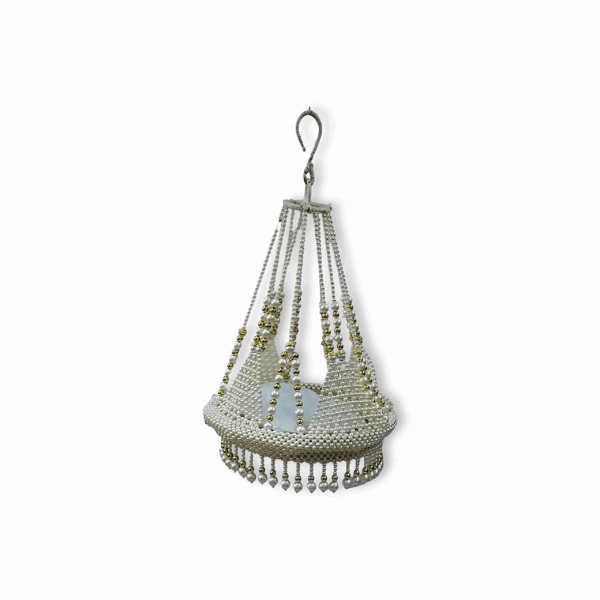 Handicraft Pearl Laddu Gopal Jhula - Laddu Gopal Ji Special Fancy Heavy Jhula - Hanging White Moti Jhula Palna for Laddu Gopal Ji - Size no 1 to 6