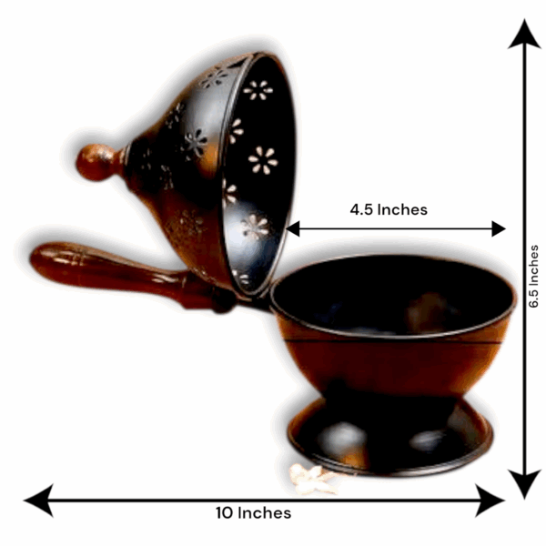 Dhoop Dani Burner For Home Office Temple Puja - Dhoopdani - For Fragrance In Home,Religious Purposes - Colour Black - Image 2