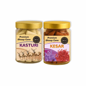 Incense Dhoop Cones Sai Kasturi and Kesar Pooja Dhoop Cones - Dhoop Cone Non Charcoal and Non Toxic Classy Incense Sticks for Pooja