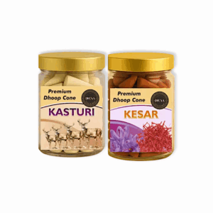Incense Dhoop Cones Sai Kasturi and Kesar Pooja Dhoop Cones - Dhoop Cone Non Charcoal and Non Toxic Classy Incense Sticks for Pooja