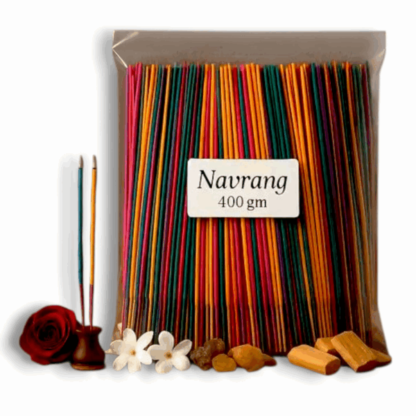 Long Lasting Natural Incense Sticks For Puja - Premium Navrang Agarbatti 400 Gm - Meditation & Aromatherapy