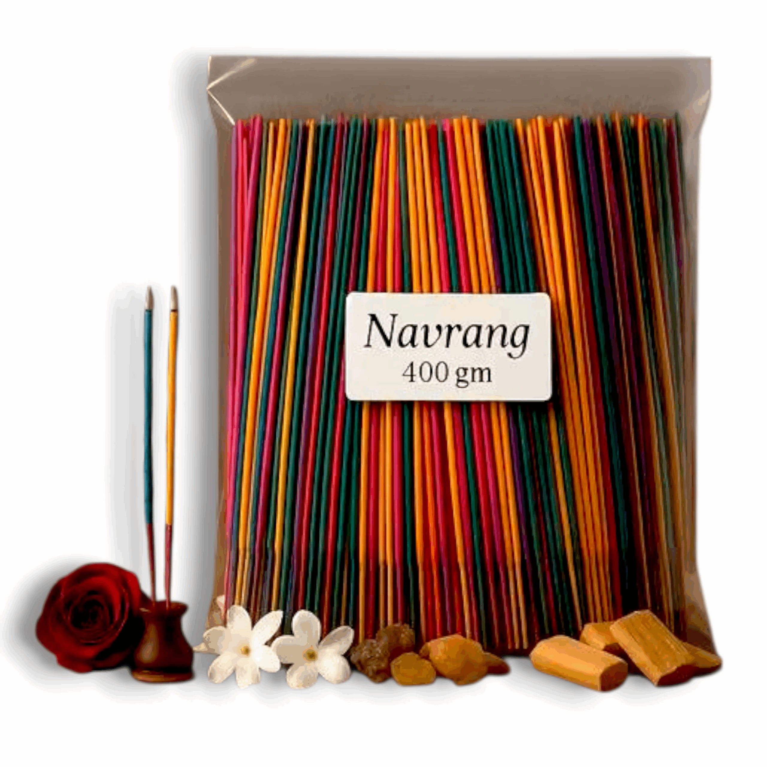 Long Lasting Natural Incense Sticks For Puja - Premium Navrang Agarbatti 400 Gm - Meditation & Aromatherapy